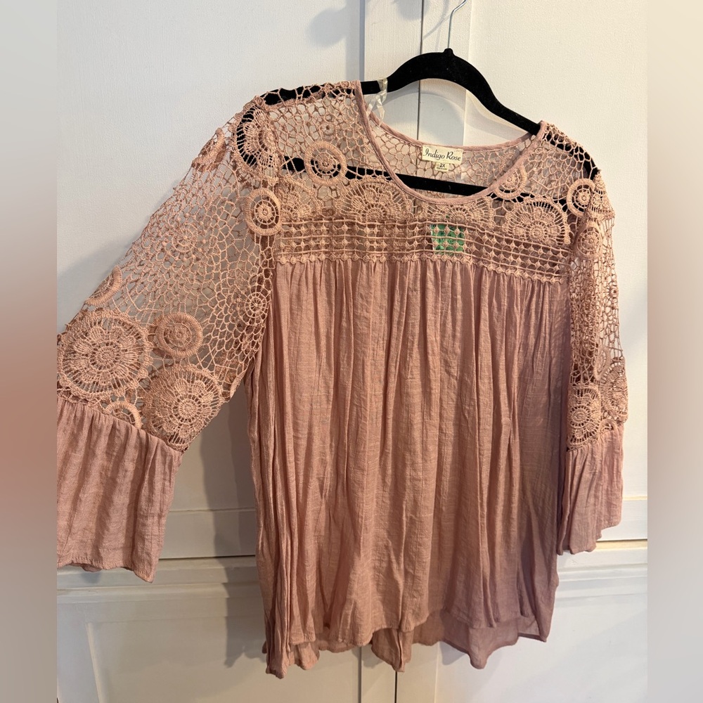 Pink Crochet Sleeve Blouse